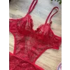 Luz&Pos Arias Closet Çiçek Desenli Kırmızı Bodysuit