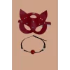 Luz&Pos Arias Closet Kırmızı Deri Maske Ve Ağız Topu Harness Aksesuar