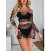 Luz&Pos Arias Closet Özel Tasarım Siyah Taşlı Fantezi Vücut Çorabı