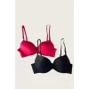 Luz&Pos Arias Closet Siyah-kırmızı 2li Mikro Kumaş Push Up Dolgulu Balenli Günlük Destekli Sütyen