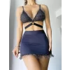 Luz&Pos Arias Closet Siyah Mini Tül Detaylı Fantezi Elbise