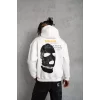 Luz&Pos Erkek Kordonlu Maske Baskılı Kapüşonlu Sweat - Beyaz