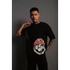 Luz&Pos Erkek Mario Baskılı Oversize T-shirt - Siyah