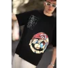 Luz&Pos Erkek Mario Baskılı Oversize T-shirt - Siyah
