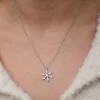 Luz&Pos Gümüş Baget Taşlı Çiçek Kadın Kolye