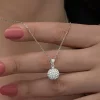 Luz&Pos Gümüş Beyaz Kristal Taşlı Kadın Kolye