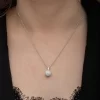 Luz&Pos Gümüş Beyaz Kristal Taşlı Kadın Kolye