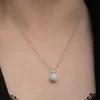 Luz&Pos Gümüş Beyaz Kristal Taşlı Kadın Kolye