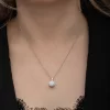 Luz&Pos Gümüş Beyaz Kristal Taşlı Kadın Kolye