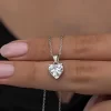 Luz&Pos Gümüş Beyaz Taşlı Kalpli Kadın Kolye
