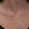 Luz&Pos Gümüş Beyaz Taşlı Kalpli Kadın Kolye