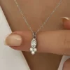 Luz&Pos Gümüş Çiğ Damlası Mekik Tektaş Bayan Kolye