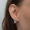 Luz&Pos Gümüş Fiyonk Pembe Taşlı Kalpli Çivili Kadın Küpe