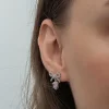 Luz&Pos Gümüş Fiyonk Pembe Taşlı Kalpli Çivili Kadın Küpe