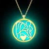 Luz&Pos Gümüş Fosforlu Gold Anne Çocuk Sevgisi Kadın Kolye