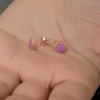 Luz&Pos Gümüş Fosforlu Lila Kalp Küpe