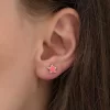Luz&Pos Gümüş Fosforlu Pembe Yıldız Küpe