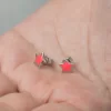 Luz&Pos Gümüş Fosforlu Pembe Yıldız Küpe