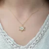 Luz&Pos Gümüş Gold Kar Çiçeği Bayan Kolye