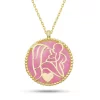 Luz&Pos Gümüş Gold Pembe Sedef Taşlı Anne Çocuk Sevgisi Kolye