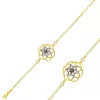 Luz&Pos Gümüş Gold Sarı Yaşam Çiçeği Bayan Bileklik