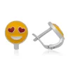 Luz&Pos Gümüş Kalp Gözlü Emoji Çocuk Küpesi