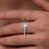 Luz&Pos Gümüş Kalpli Anahtar Kadın Kolye