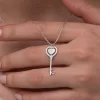 Luz&Pos Gümüş Kalpli Anahtar Kadın Kolye