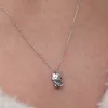 Luz&Pos Gümüş Mistik Topaz Taşlı Sevimli Kedi Kolye
