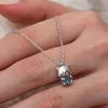 Luz&Pos Gümüş Mistik Topaz Taşlı Sevimli Kedi Kolye