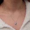 Luz&Pos Gümüş Mistik Topaz Taşlı Sevimli Kedi Kolye