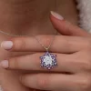 Luz&Pos Gümüş Mor Lotus Desenli Çiçek Kadın Kolye