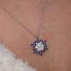 Luz&Pos Gümüş Mor Lotus Desenli Çiçek Kadın Kolye
