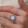 Luz&Pos Gümüş Mor Lotus Desenli Çiçek Kadın Kolye