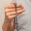 Luz&Pos Gümüş Püsküllü Kapsül Kesim Sıkma Kehribar Tesbih