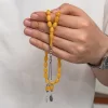 Luz&Pos Gümüş Püsküllü Sıkma Kehribar Tesbih