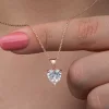 Luz&Pos Gümüş Rose Beyaz Taşlı Kalpli Kadın Kolye
