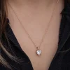 Luz&Pos Gümüş Rose Beyaz Taşlı Kalpli Kadın Kolye