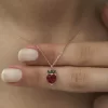 Luz&Pos ​gümüş Rose Çilek Figür Meyve Kolye