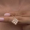 Luz&Pos Gümüş Rose Dörtgen Zirkon Taşlı Kadın Kolye