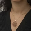 Luz&Pos Gümüş Rose Geometrik Desenli Madalyon Kolye