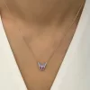 Luz&Pos Gümüş Rose Minimal Kelebek Bayan Kolye