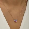 Luz&Pos Gümüş Rose Minimal Kelebek Bayan Kolye