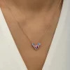 Luz&Pos Gümüş Rose Minimal Kelebek Bayan Kolye