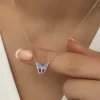 Luz&Pos Gümüş Rose Minimal Kelebek Bayan Kolye