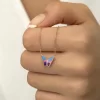Luz&Pos Gümüş Rose Minimal Kelebek Bayan Kolye