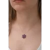 Luz&Pos Gümüş Rose Mor Lotus Çiçeği Kolye