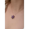 Luz&Pos Gümüş Rose Mor Lotus Çiçeği Kolye