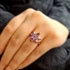 Luz&Pos Gümüş Rose Mor Lotus Çiçeği Yüzük