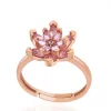 Luz&Pos Gümüş Rose Pembe Taşlı Lotus Çiçeği Kadın Yüzük
